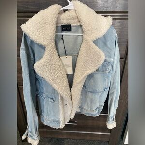 Light Blue Denim Sherpa Jacket